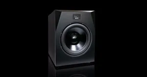 A subwoofer with a black background.