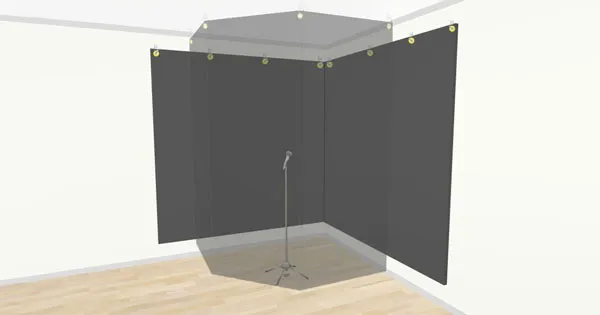 A 3D rendered DIY vocal booth.