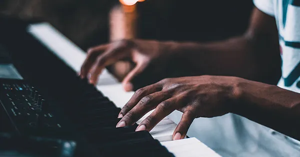 A person playing a piano.