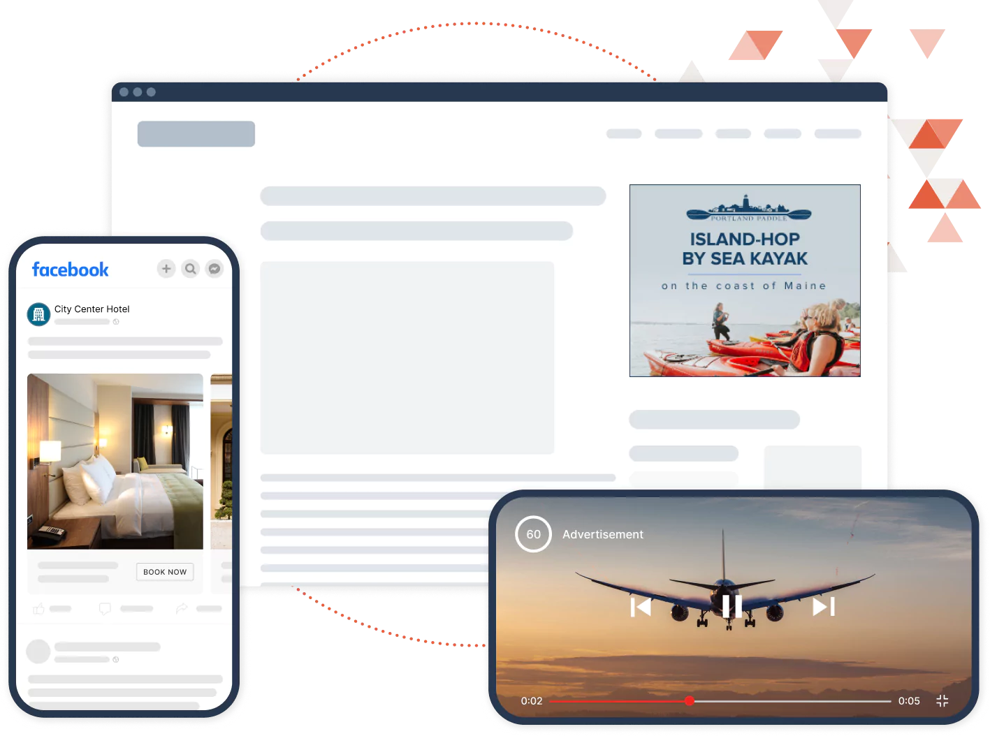 Mockups of desktop and mobile digital ads