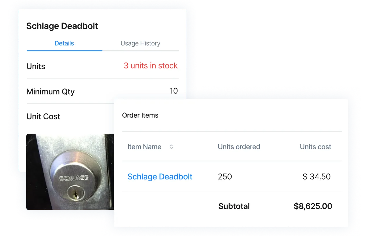 Screenshot of MaintainX application showing costs of items for a work order