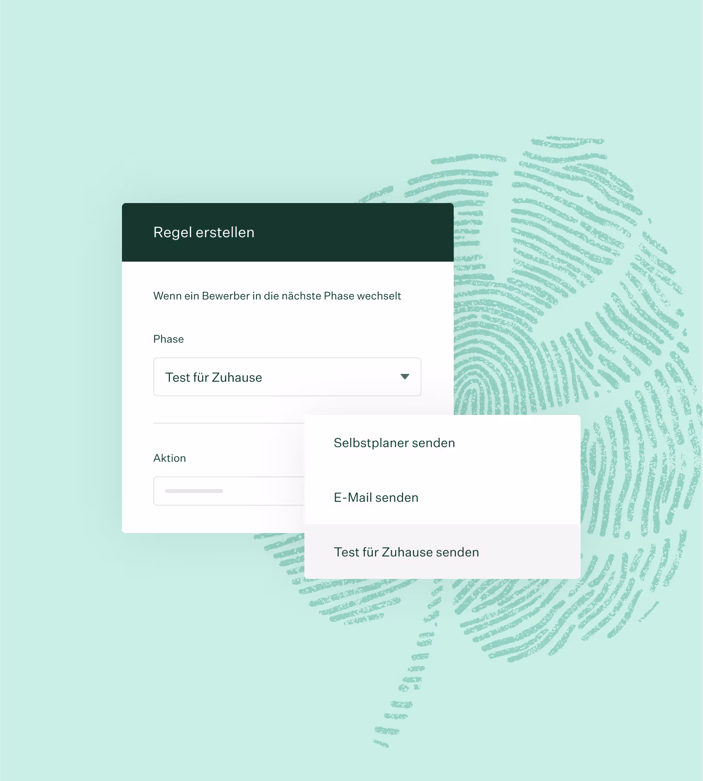DE GH-automated-email-send-rules-UI-with-green-fingerprint-leaf@2x