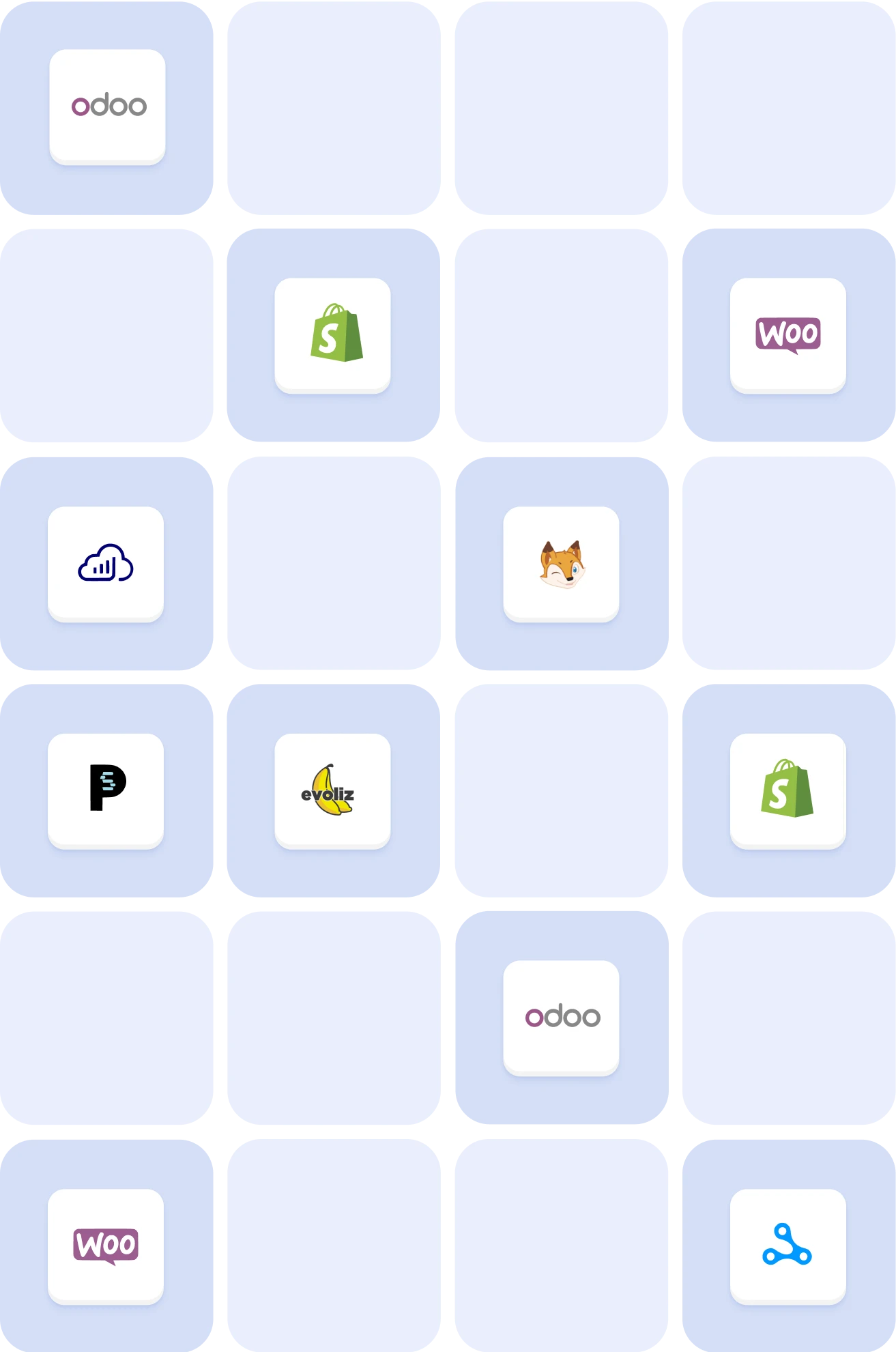 Grid of logos of popular ERP and Ecommerce software